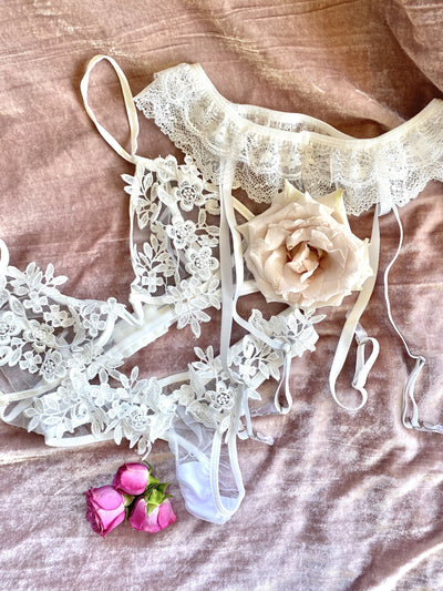 Peony Stretch French Lace Underwire Full Cup Bra, Ivory Sheer Floral Lace  Elegant Bridal Lingerie Bridal Trousseau Wedding Shower Gift 
