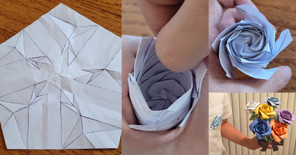 Richard Hong's pentagon rose origami