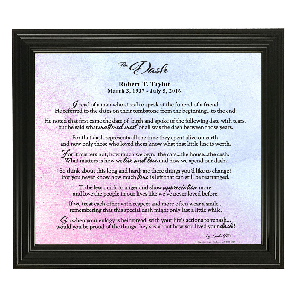 the dash poem framed