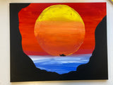 Acrylic Paint on Stretched Canvas, 20 x 16 Original Fine Art, Sunset by Cheryl Pittman WR-1899