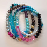 Beaded Elastic Stretch Bracelet Jewelry - Pack of 4 Bracelets - Handmade with Glass Beads by Miguel Carrera