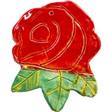 Ceramic Arts Handmade Clay Crafts 6.5-inch x 5-inch Glazed Rose made by Emily Knoles WR-2758