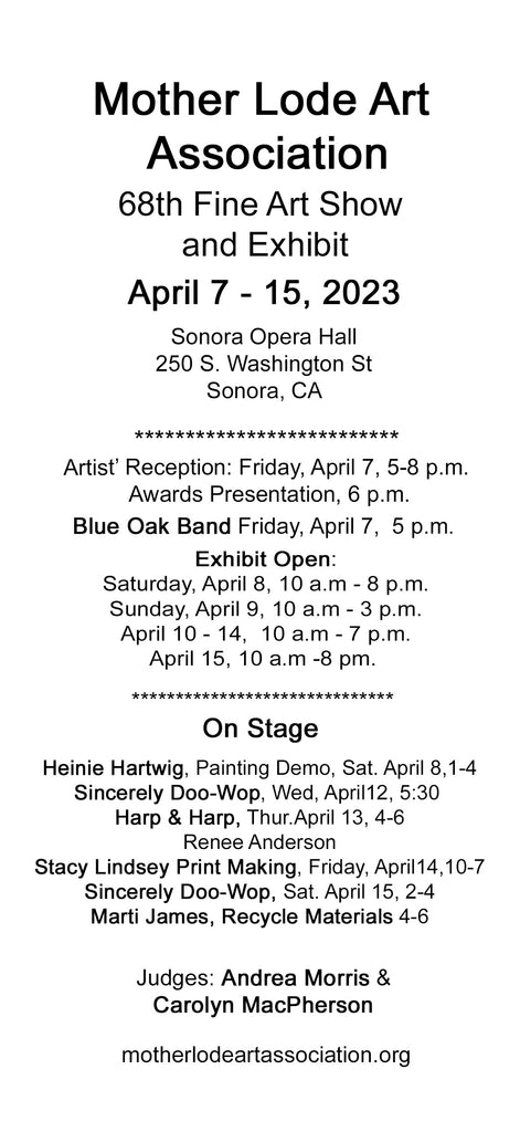 Mother Lode Art Show 2023 - Schedule