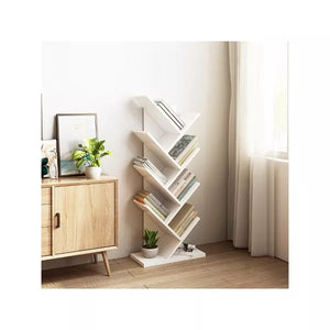 Year Color Free Standing Retro Wood 8 Shelves Bookcase - YEAR COLOR