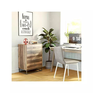 Year Color Year Color 4 Drawer Wood Storage Dresser with Easy Pull Handle and Metal Frame for Bedroom, Living Room, Hallway, and Office - YEAR COLOR