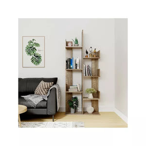 Year Color Rustic Wood Freestanding Industrial Bookshelf for Storage in Bedroom, Living Room, and Office - YEAR COLOR