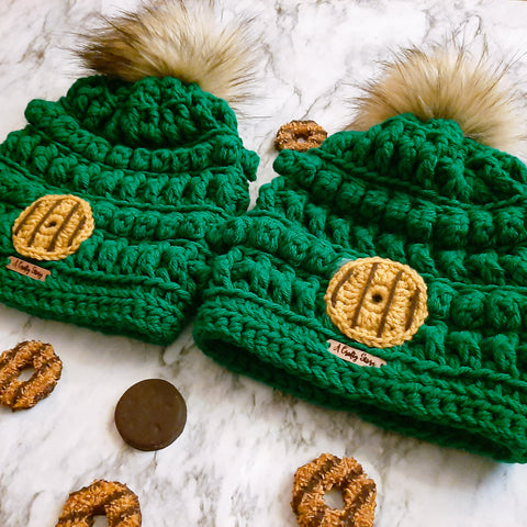 Cookie Hats (Bulk) (Pom Poms Sold Separately) Brown / Basic Stitch