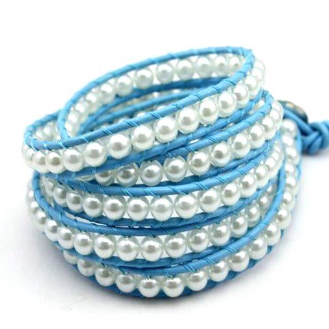 Blue Pearl Wrap Bracelet