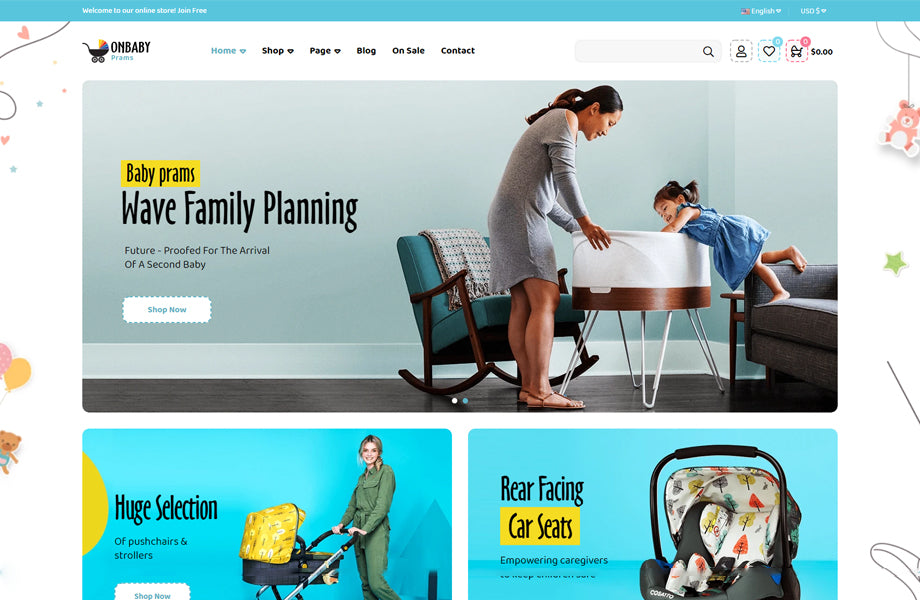 Leo Baby Prams - Ecommerce Mama Baby Store PrestaShop Theme