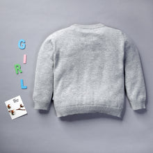 Load image into Gallery viewer, Full sleeves sweater for girls with button closure &amp; flowers embroidery

