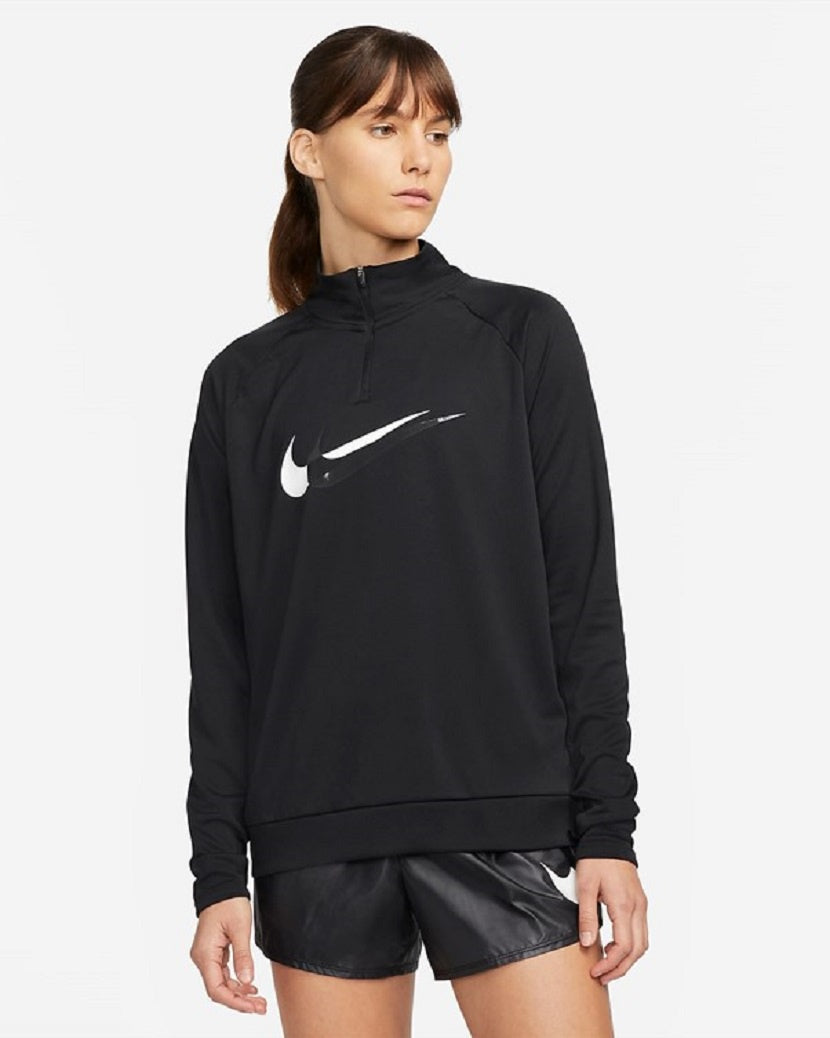 Nike Dri-Fit Swoosh Women Running Long Sleeve Black/White Dm7769