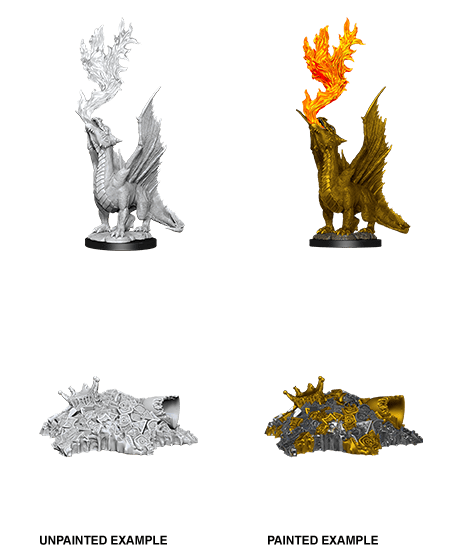 Gold Dragon Wyrmling & Small Treasure Pile — Saltire Games