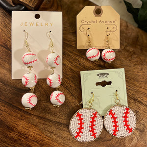 Baseball Dangle Earrings - CC’s Beauty Bar & Boutique LLC 
