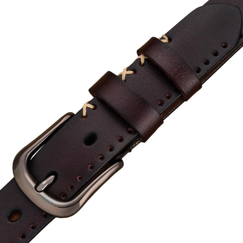 Jeans Genuine Leather Belt With Pin Buckle