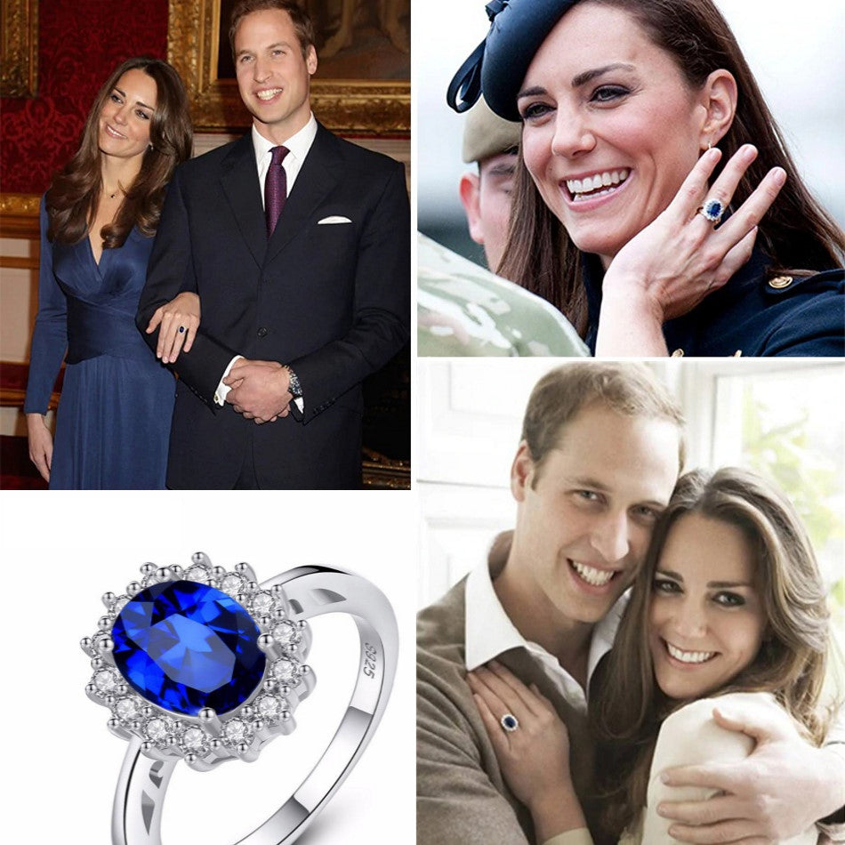"Princess Catherine" Blue Sapphire Silver Ring