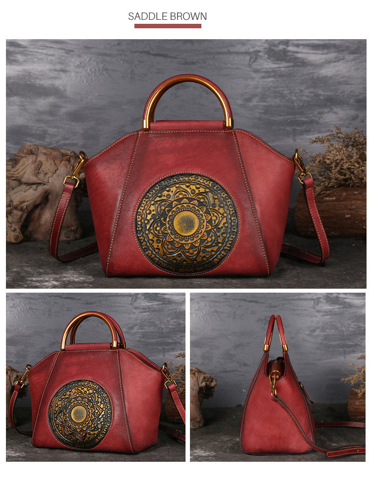 SANQIANDU S1156 Retro Genuine Leather Shoulder Bag