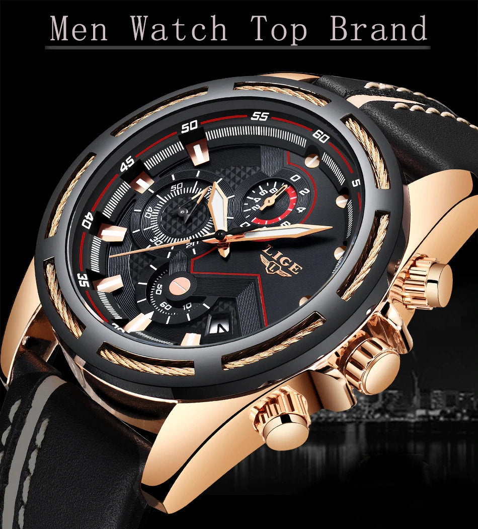LIGE 9882 Men's Luxury Stylish Quartz Watch
