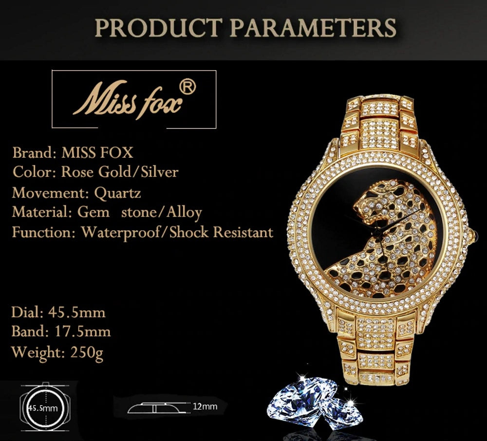 MISS FOX V200A Diamond Leopard Luxury Women's Watch