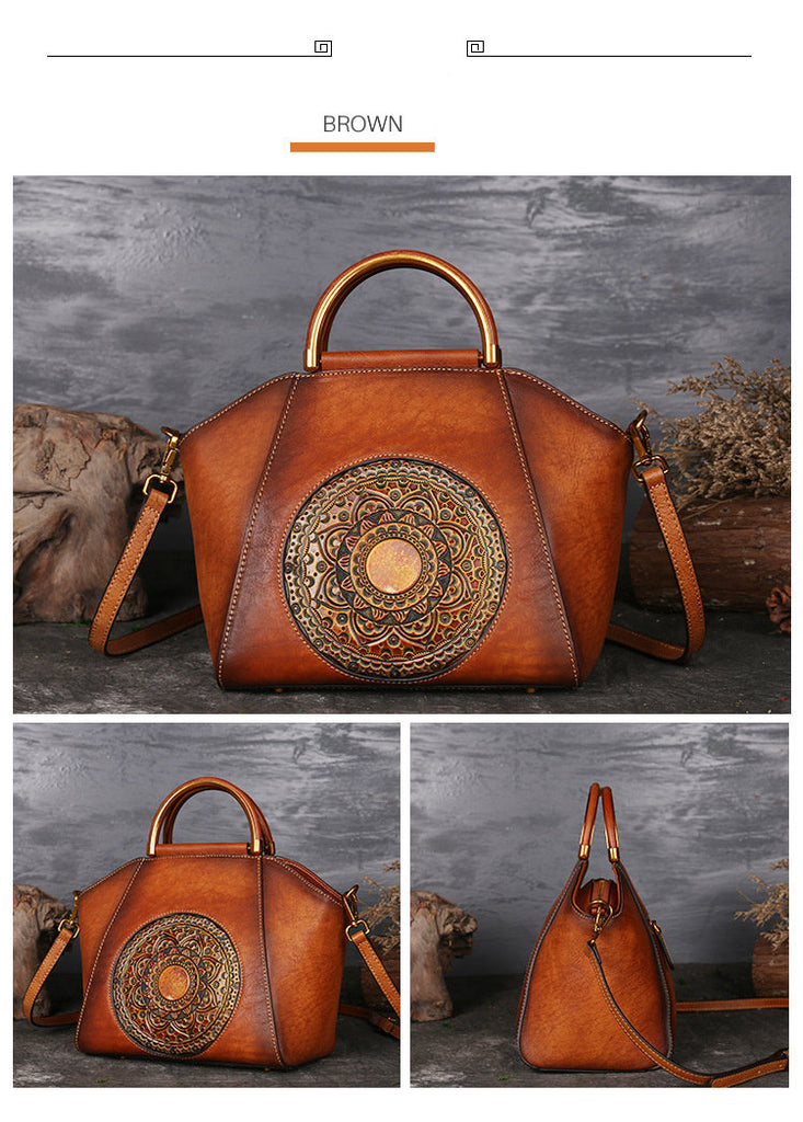 SANQIANDU S1156 Retro Genuine Leather Shoulder Bag