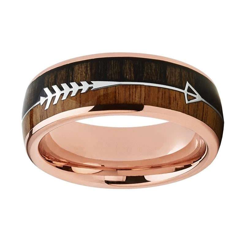 Arrow And Double Woods Inlay Ring For Men