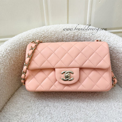 Chanel Mini Rectangular Flap with Top Handle Black and Pink Lambskin Light  Gold Hardware