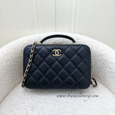 Chanel Classic Vanity Rectangular Top Handle With Chain Black Lambskin –  Coco Approved Studio