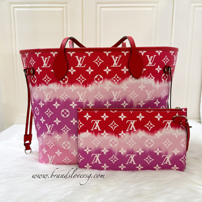LV Neverfull MM with Detachable Pouch in Red / Pink Escale Monogram Ca –  Brands Lover