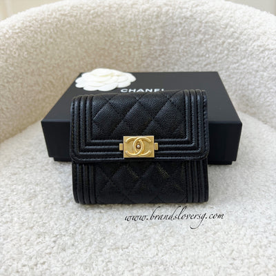 Chanel Chanel Beige Caviar Leather Coco Button Compact Wallet