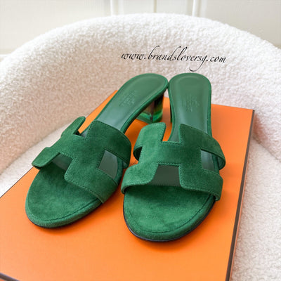 Hermes Oasis Sandals Etoupe Epsom Block Heels 35 – Madison Avenue