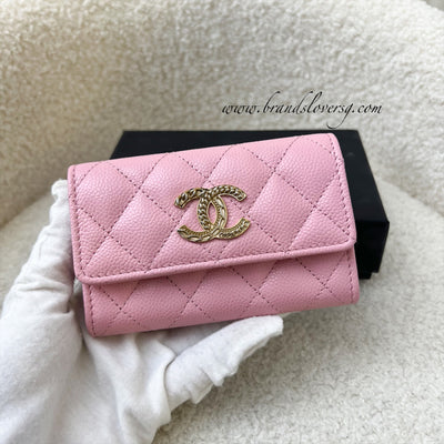 Chanel Pink Caviar Snap Card Holder