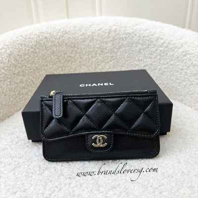 Chanel Cc Chain Zip Flap Bag Quilted Matte Caviar Mini