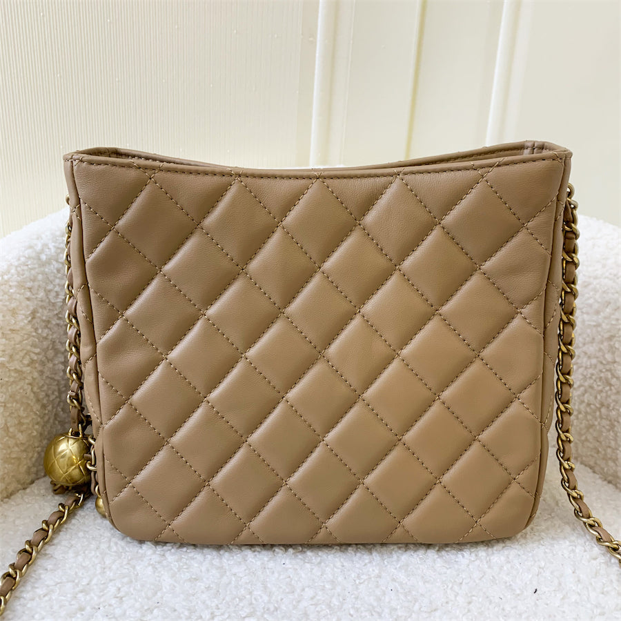 Chanel Pearl Crush Hobo Bag in 22B Beige Lambskin AGHW#N#– Brands Lover