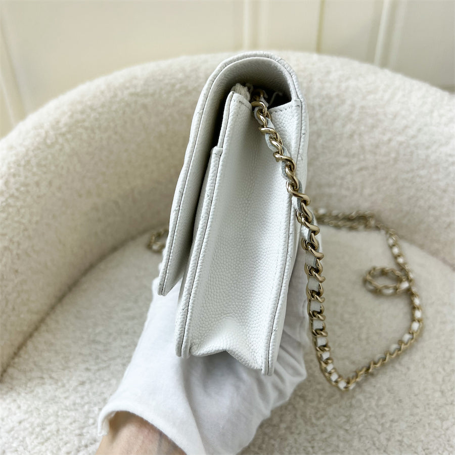 Chanel Classic Wallet on Chain WOC in 22P White Caviar LGHW – Brands Lover