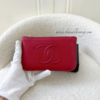 Chanel dark beige grained calfskin zippy wallet