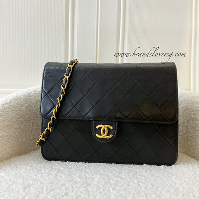 Chanel Vintage Black Matelasse Quilted Lambskin Leather Large CC