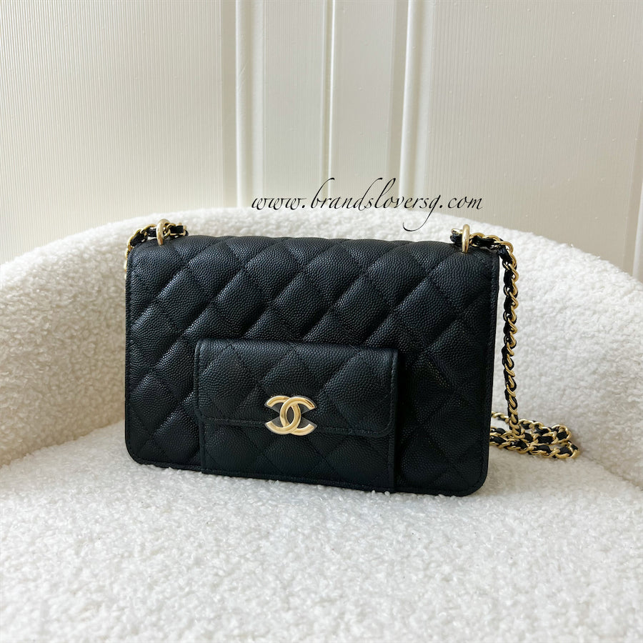 Chanel 22A Wallet on Chain WOC in Black Caviar GHW – Brands Lover