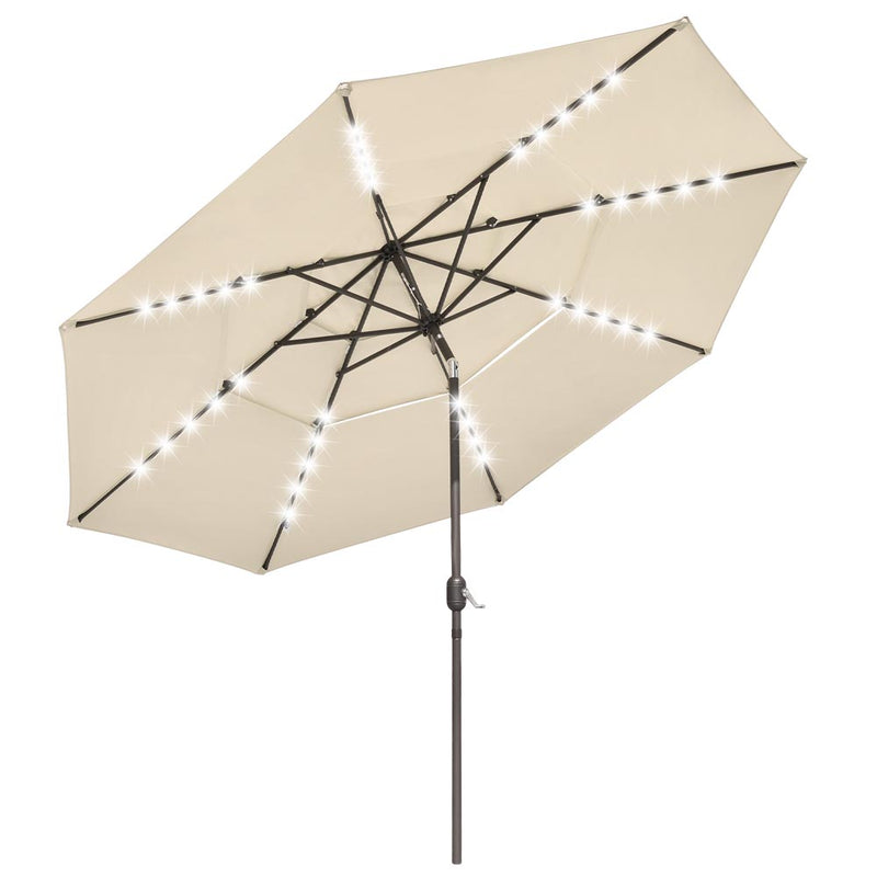 11 Foot Tilting Patio Umbrella with Light 3-Tiered | The DIY Outlet