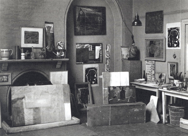 Nicholson and Hepworth's residence at Mall Studios, with paintings by Nicholson on display