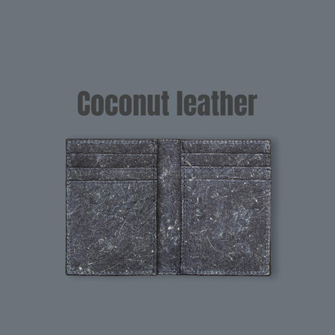 Vegan coconut leather bi fold blue color card holder for men and women