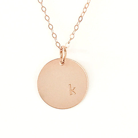 Gold initial disc pendant necklaces for sale – adorn512