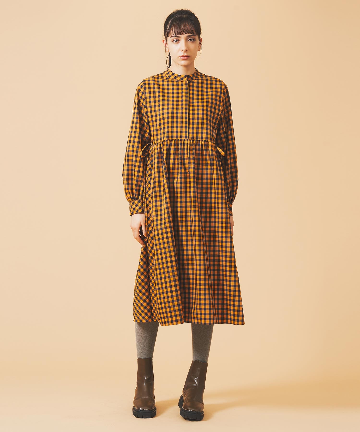 RUFFLE BIG COLLAR PLAID DRESS MILKFED.