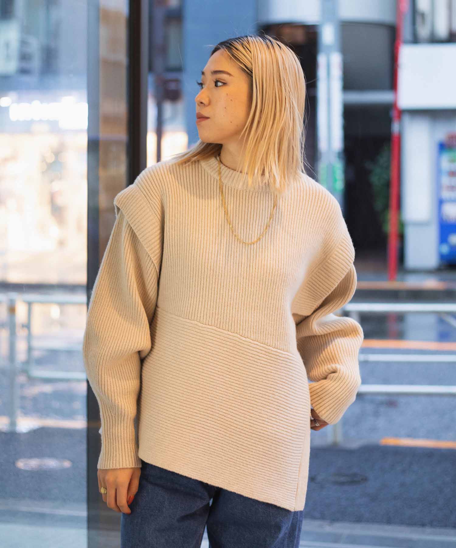 CLANE 2WAY SLANT KNIT TOPS - ニット/セーター