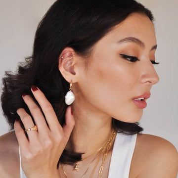 Mejuri Gold Vermeil Hoop Earrings: Organic Pearl Hoops | Pearl