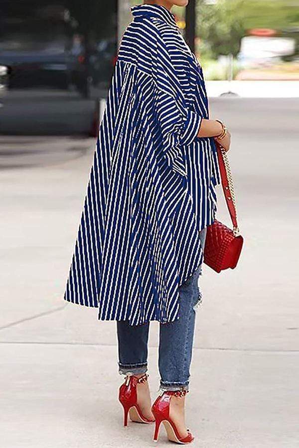 Casual Striped Asymmetrical Blouses – myfancylife