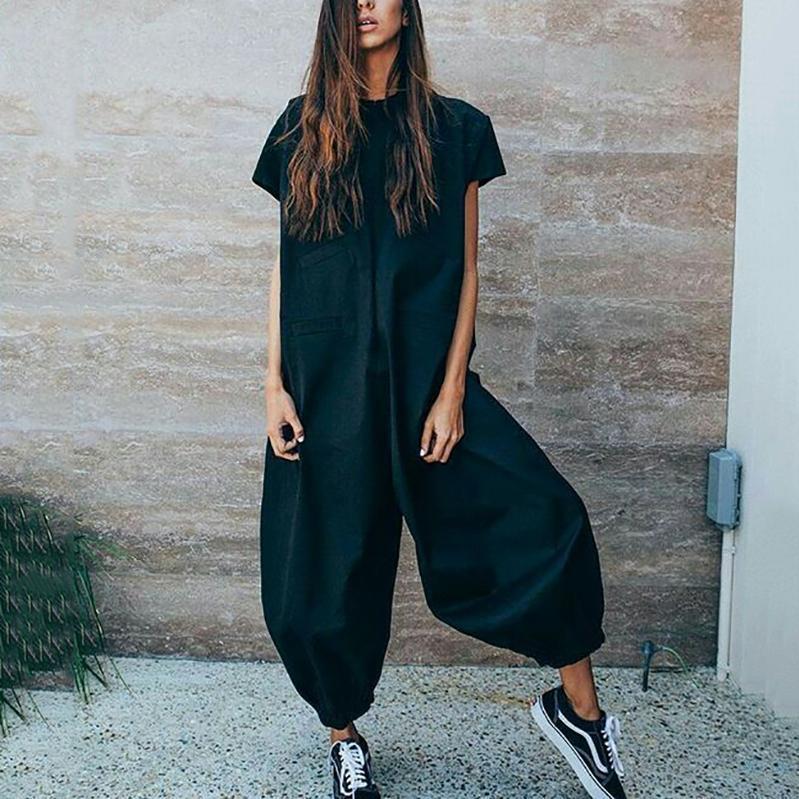 fashion casual loose solid color jumpsuits