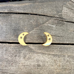 Crescent Moon & Star Studs - Stay Home Friend