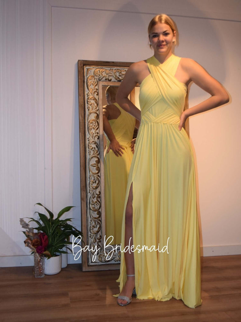 Pastel Yellow Convertible Infinity Bridesmaid Dress