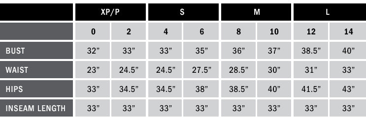 SIZING CHART – BRUNETTE The Label