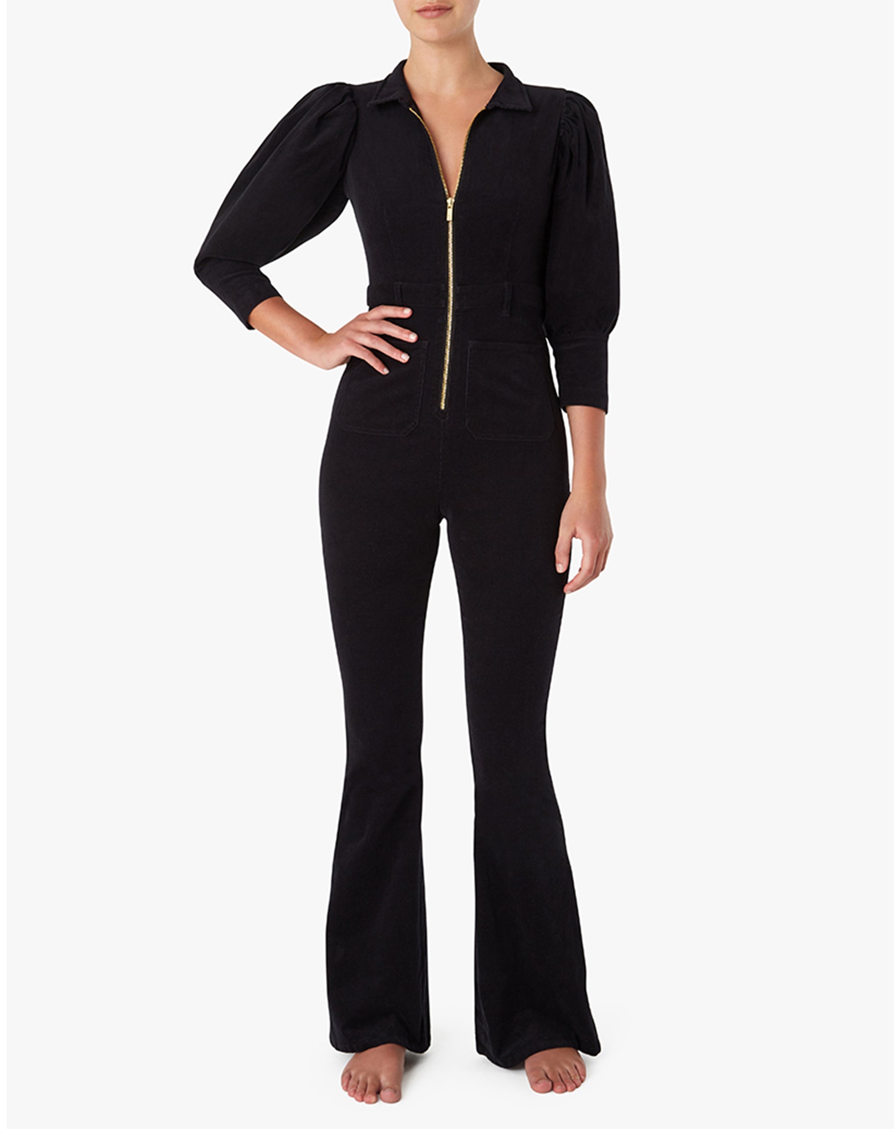 black corduroy jumpsuit