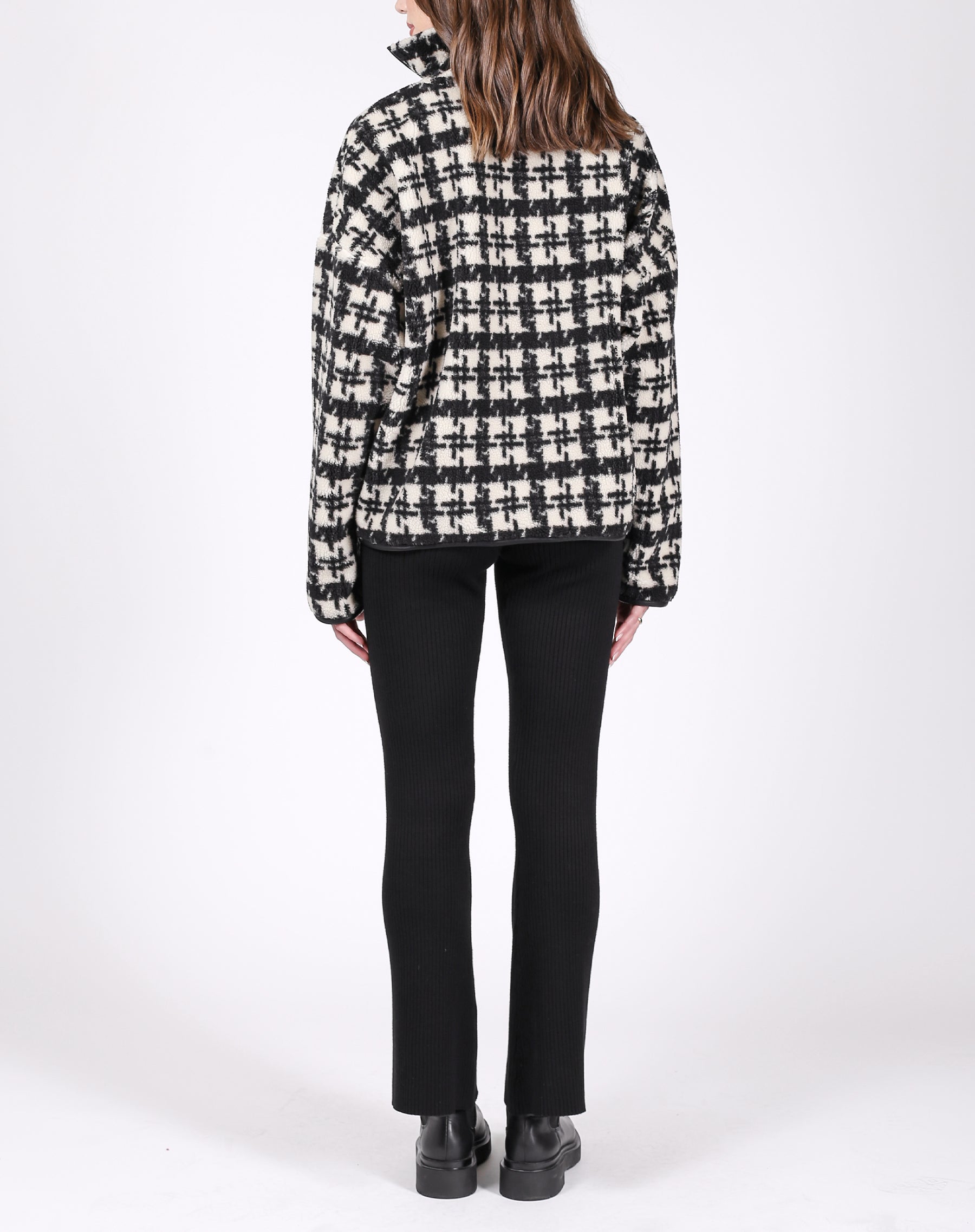 riu りう Half zip houndstooth shaggy knit トップス ニット/セーター